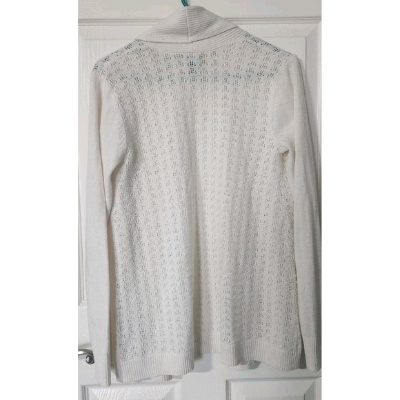 Izod Womens White Swiss Dot Eyelet Cardigan Sweater, Small - Picture 4 of 4